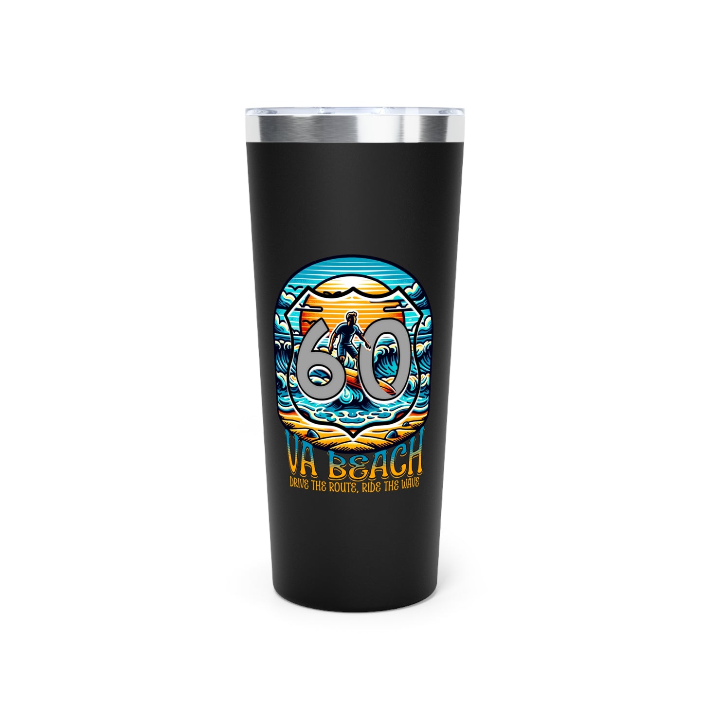 Tumbler - Virginia Beach Highway Route 60 Wave Design Vacuum Insulated 22oz Cup