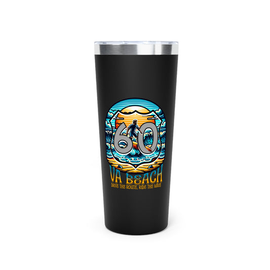 Tumbler - Virginia Beach Highway Route 60 Wave Design Vacuum Insulated 22oz Cup - Roads and Routes Apparel