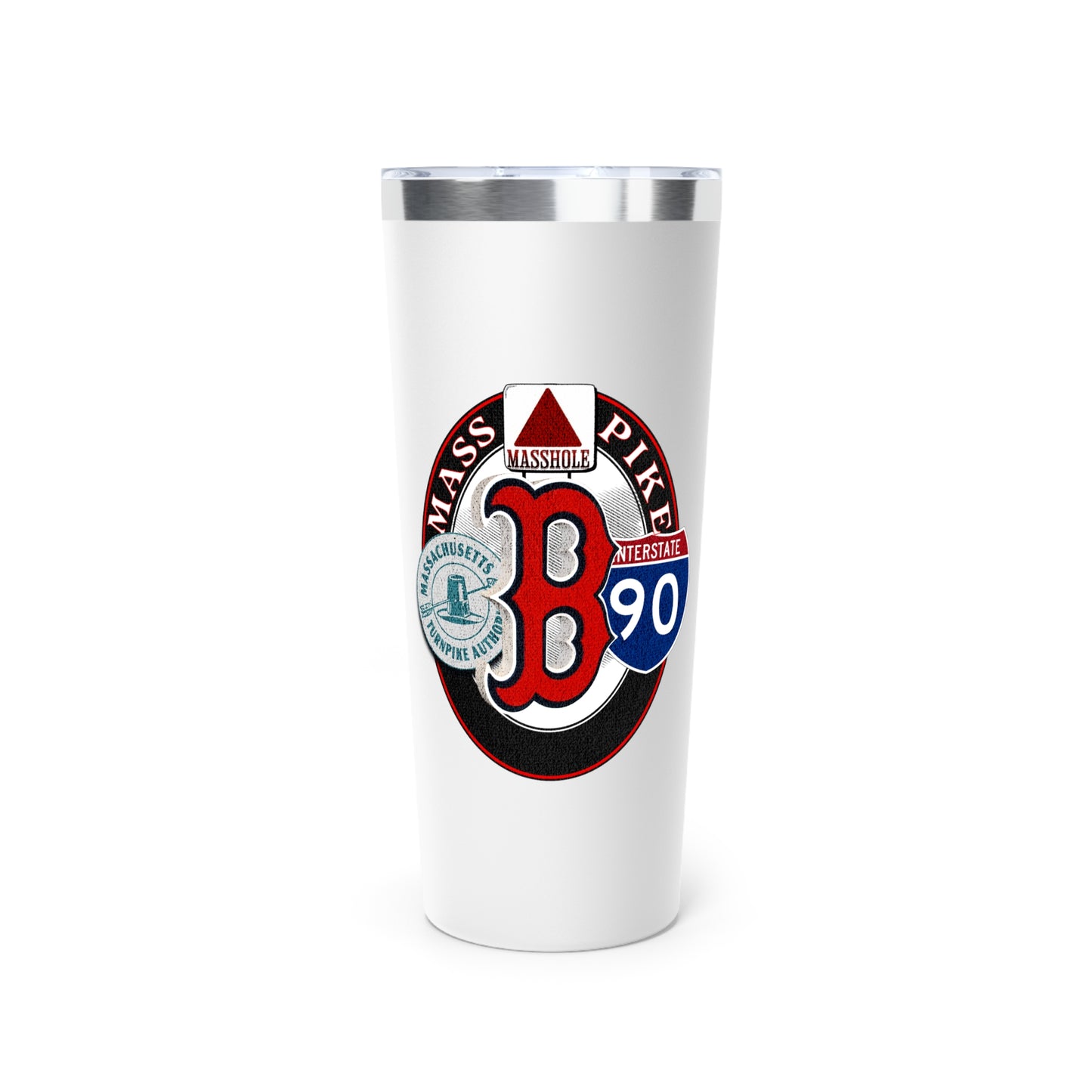 Tumbler - Interstate 90 Boston Masshole Design - 22oz Copper Vacuum Insulated Cup