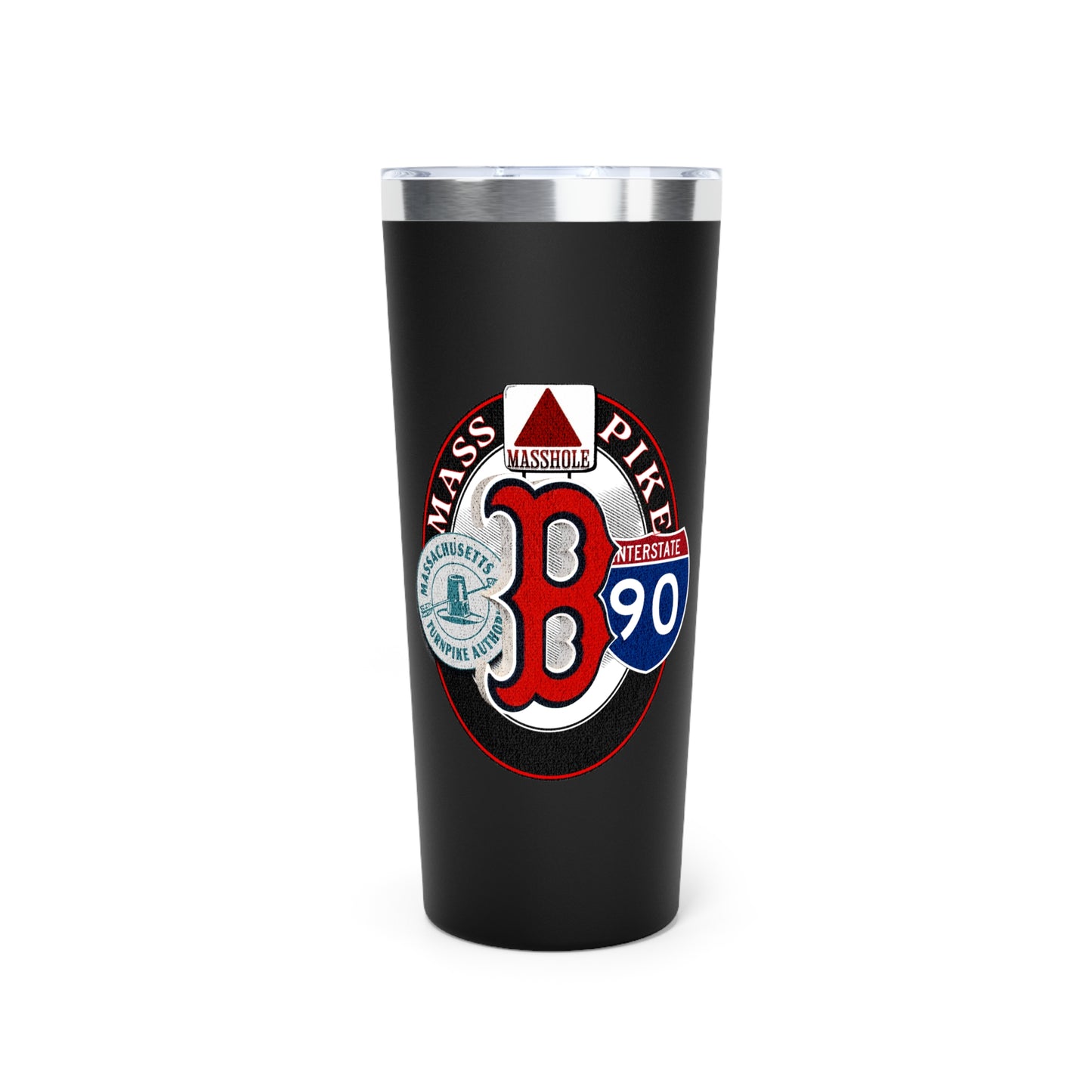 Tumbler - Interstate 90 Boston Masshole Design - 22oz Copper Vacuum Insulated Cup