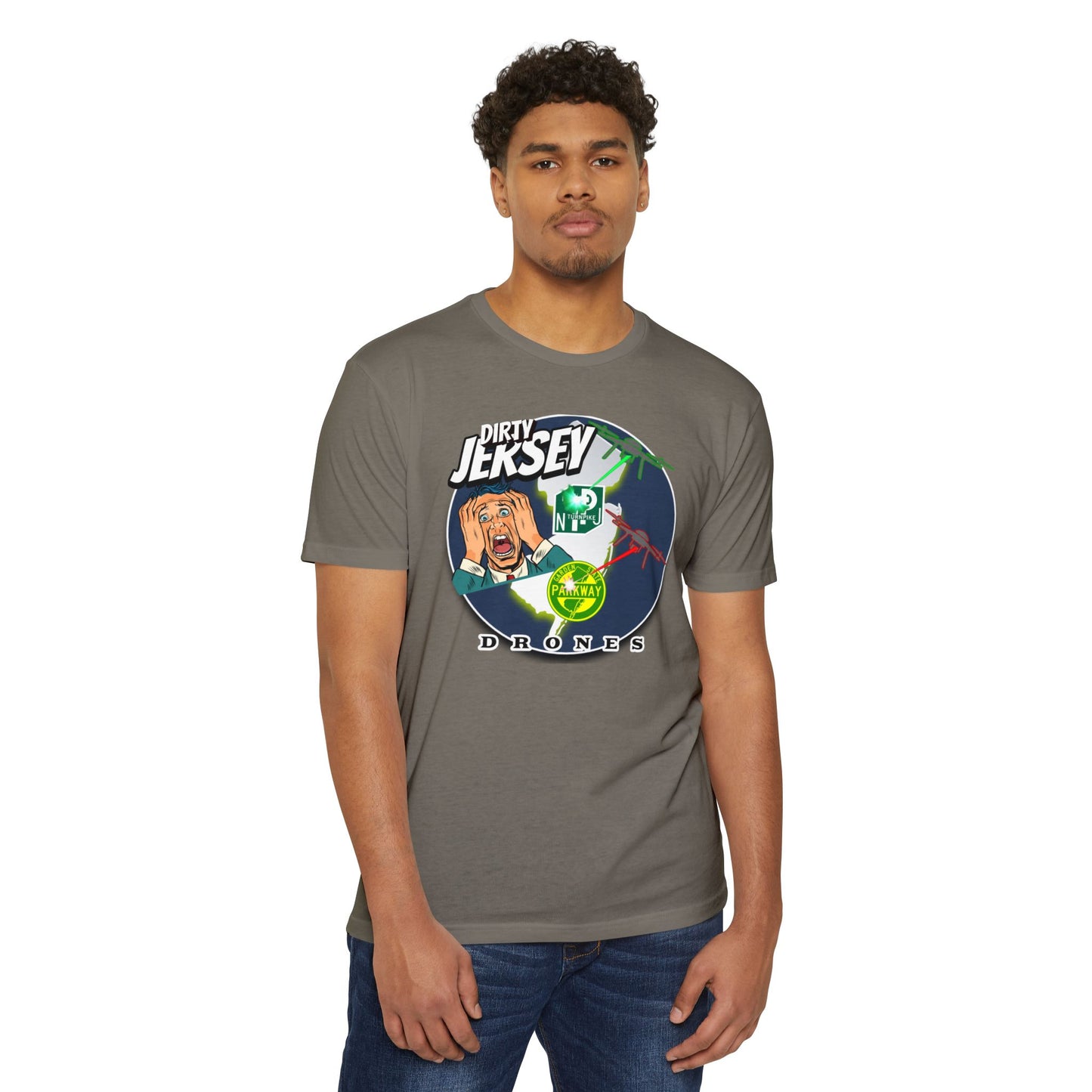 T-Shirt: Dirty Jersey Drone Panic