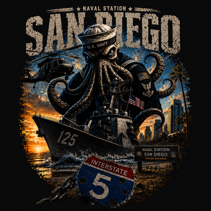 Interstate 5 Naval Station San Diego Base Tee