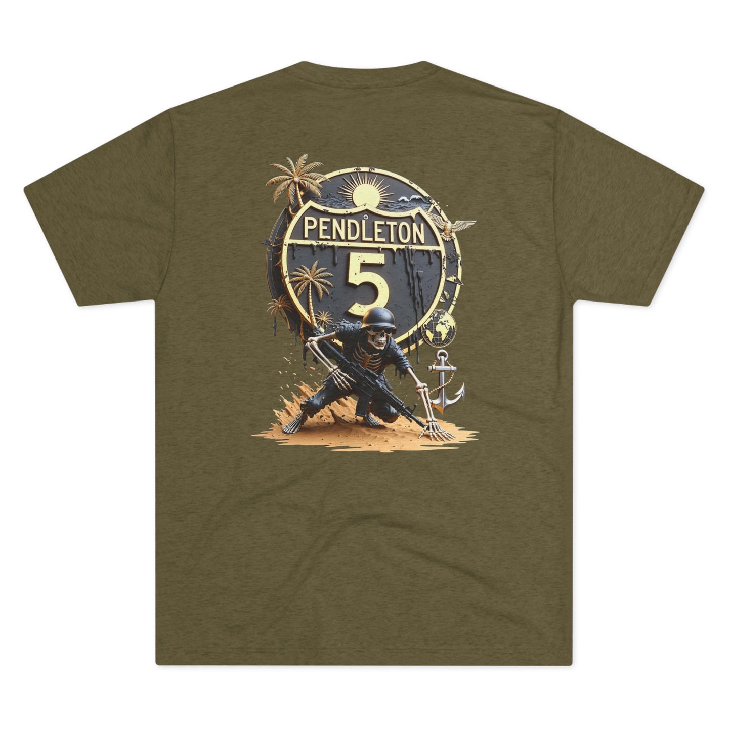 Home of Sand, Sea, Sweat, and Grit' Crew Tee — Interstate 5 Pendleton, California