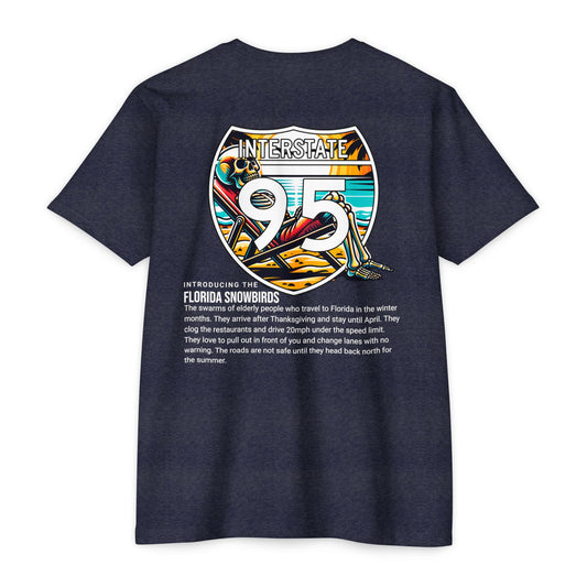 Florida Snowbirds I-95 T-Shirt — Retro Sunshine State Winter Escape Tee