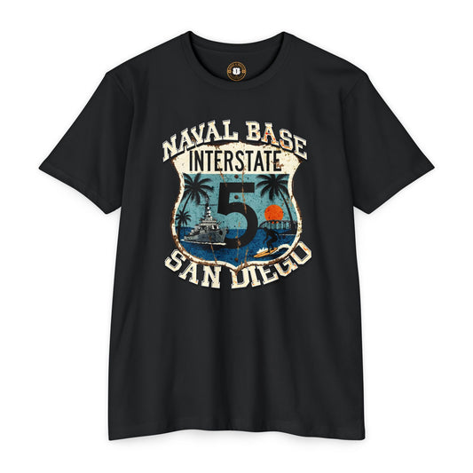 Interstate 5 Naval Base San Diego T-Shirt — Home to Pacific Fleet (Veterans & Active Duty)