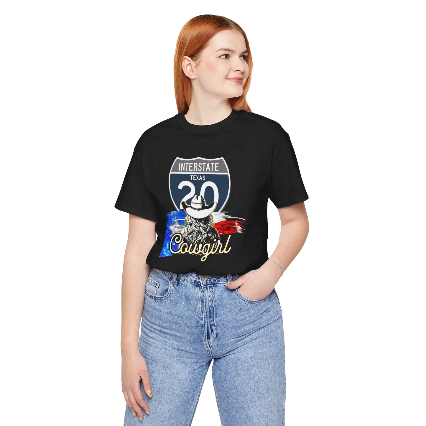 Interstate 20 Texas Cowgirl Highway Route Tee Shirt - Soft Blend T-Shirt