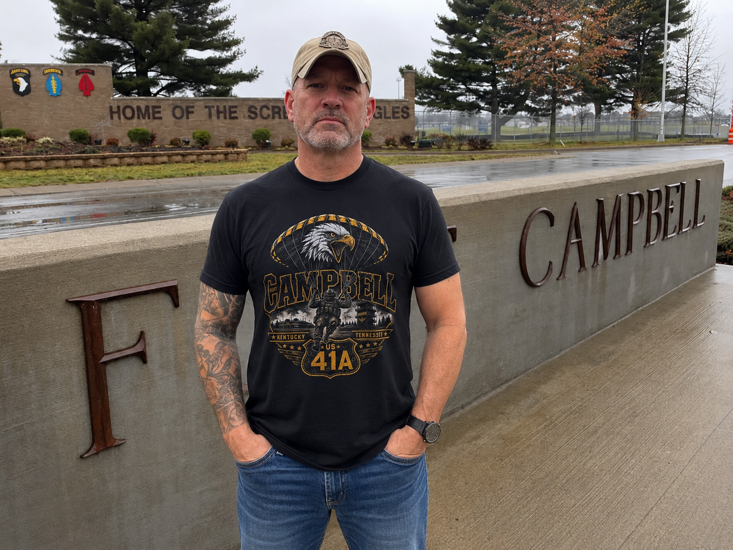Fort Campbell Route 41A T-Shirt | 101st Airborne Army Veteran Tee
