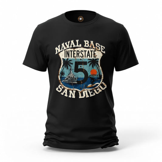 Interstate 5 Naval Base San Diego T-Shirt | I-5 San Diego Military Highway Tee | Navy Base Route Shirt