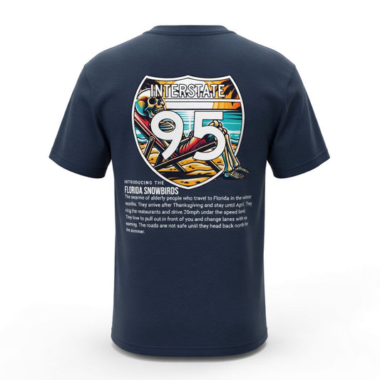 Florida Snowbirds I-95 T-Shirt — Retro Sunshine State Winter Escape Tee