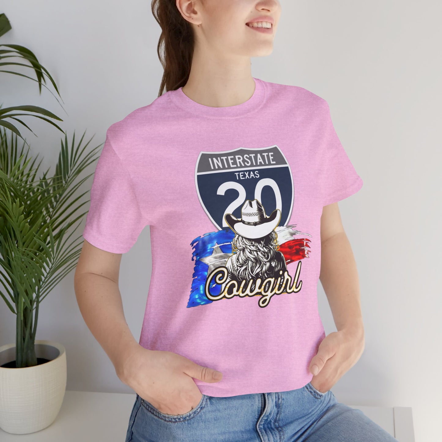 Interstate 20 Texas Cowgirl Highway Route Tee Shirt - Soft Blend T-Shirt