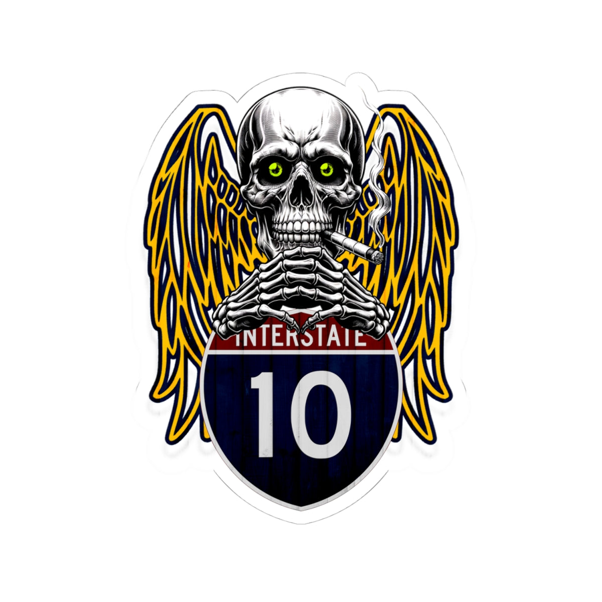 Stickers - Interstate 10 Skull n Cigarettes Design - Roads and Routes Apparel