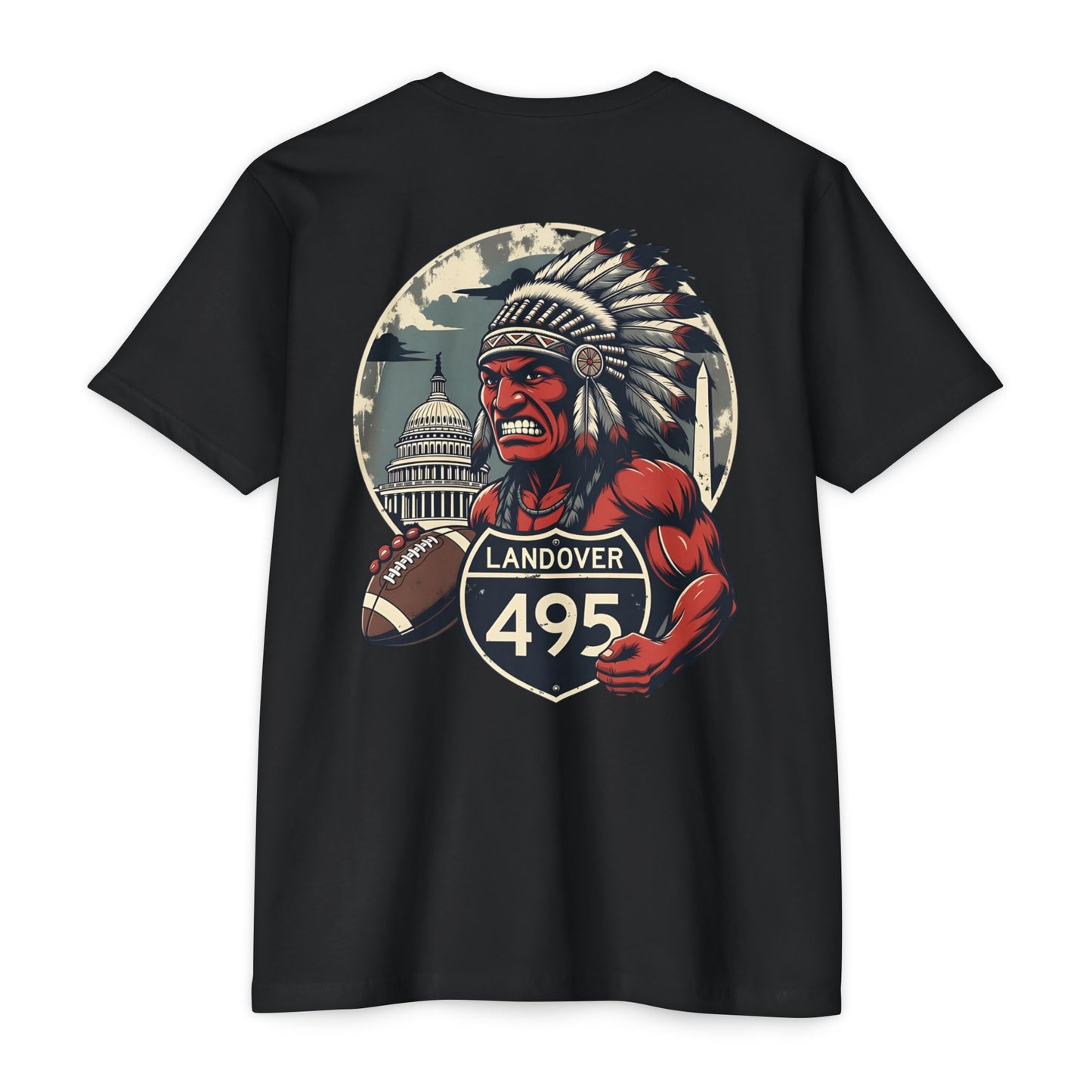 Landover 495 Football T-Shirt , Old Vintage mascot Native Warrior Graphic Tee