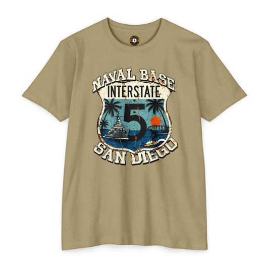 Interstate 5 Naval Base San Diego T-Shirt — Home to Pacific Fleet (Veterans & Active Duty)