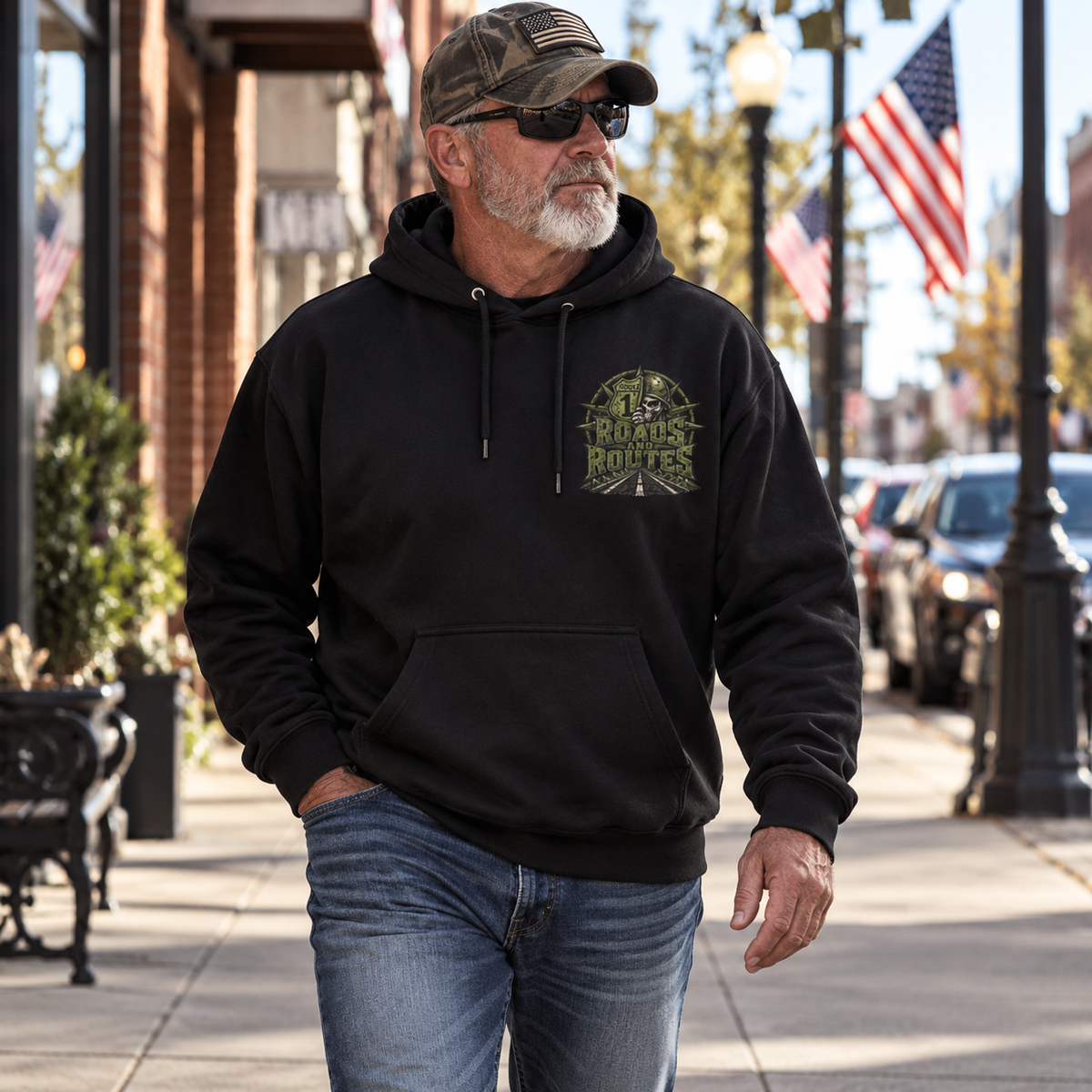 Interstate 185  Columbus, Georgia Military Route Hooded Sweatshirt