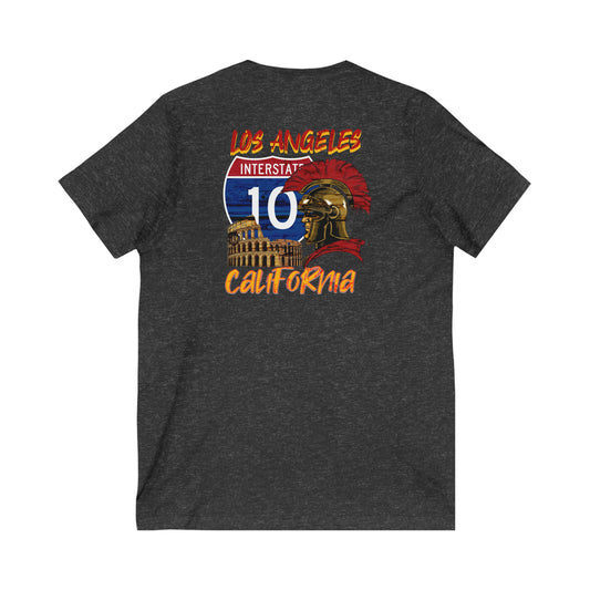 I-10 SOUTHERN CAL, LA,  Unisex Jersey Short Sleeve V-Neck Tee