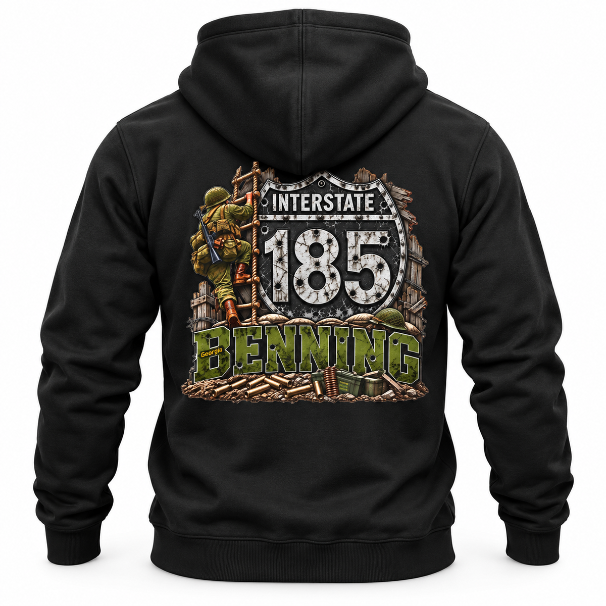 Interstate 185  Columbus, Georgia Military Route Hooded Sweatshirt