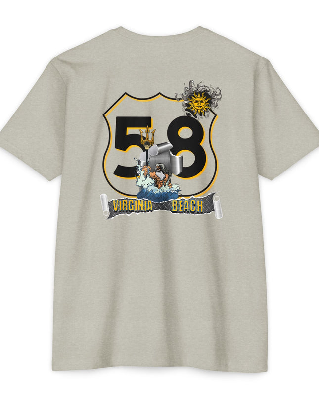 Highway 58 Virginia Beach Sun Sand Waves King Neptune - Roads and Routes Apparel