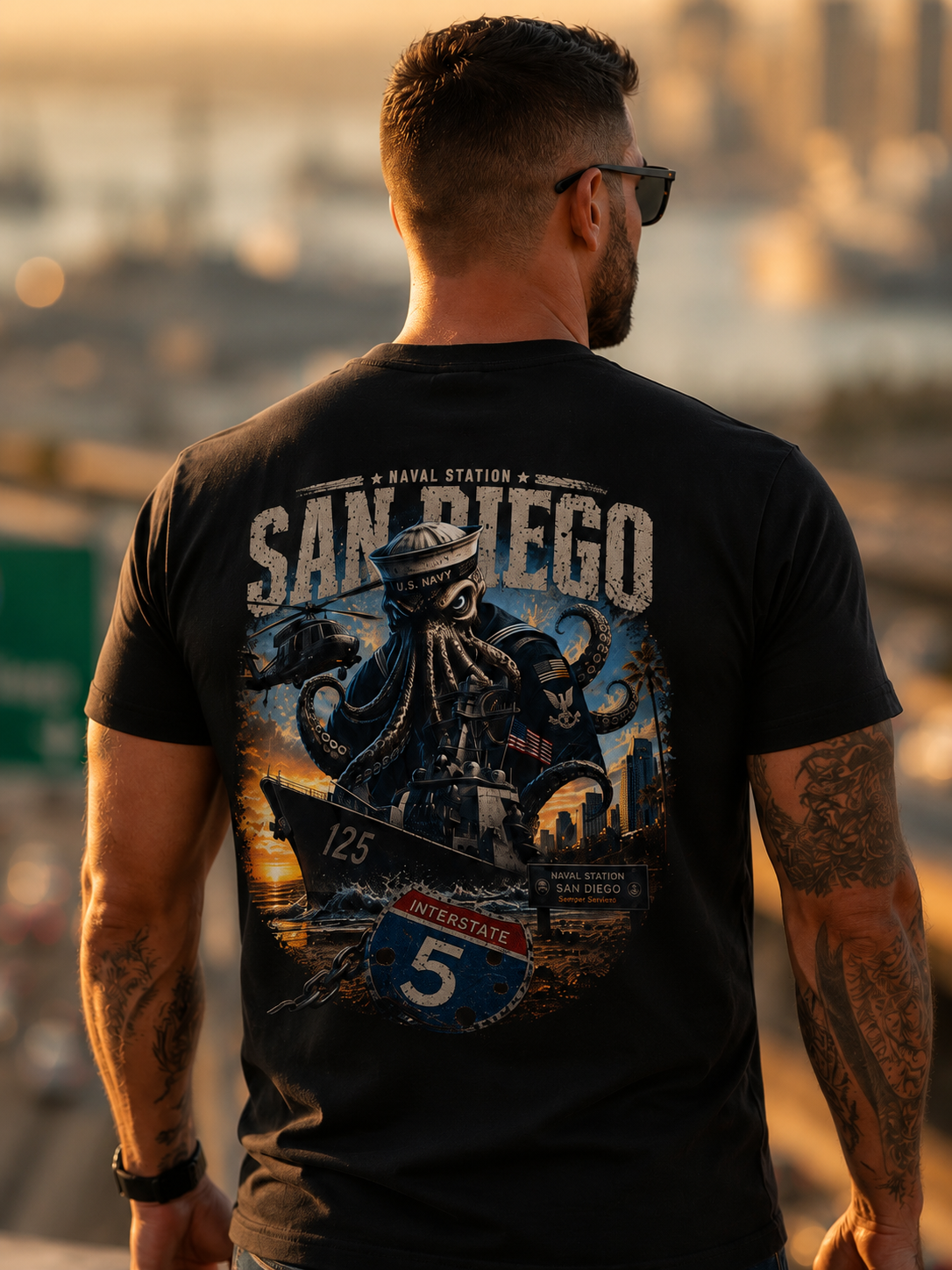 Interstate 5 Naval Station San Diego Base Tee