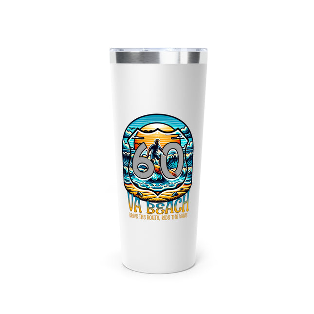 Tumbler - Virginia Beach Highway Route 60 Wave Design Vacuum Insulated 22oz Cup - Roads and Routes Apparel