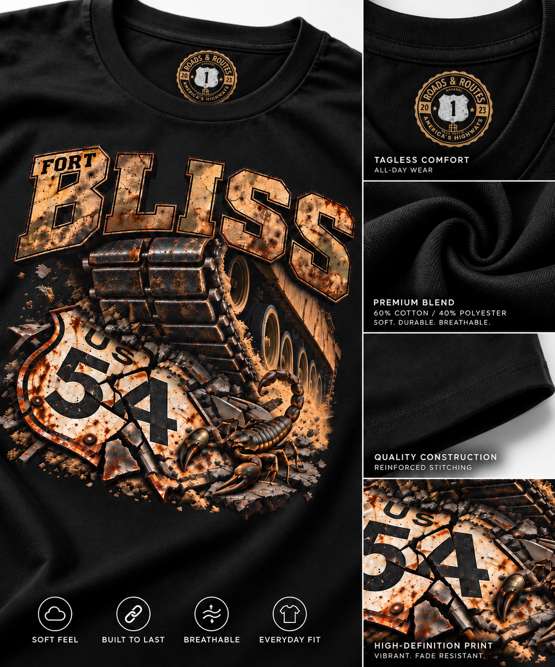 Fort Bliss Army Base T-Shirt US-54 Veteran Tee