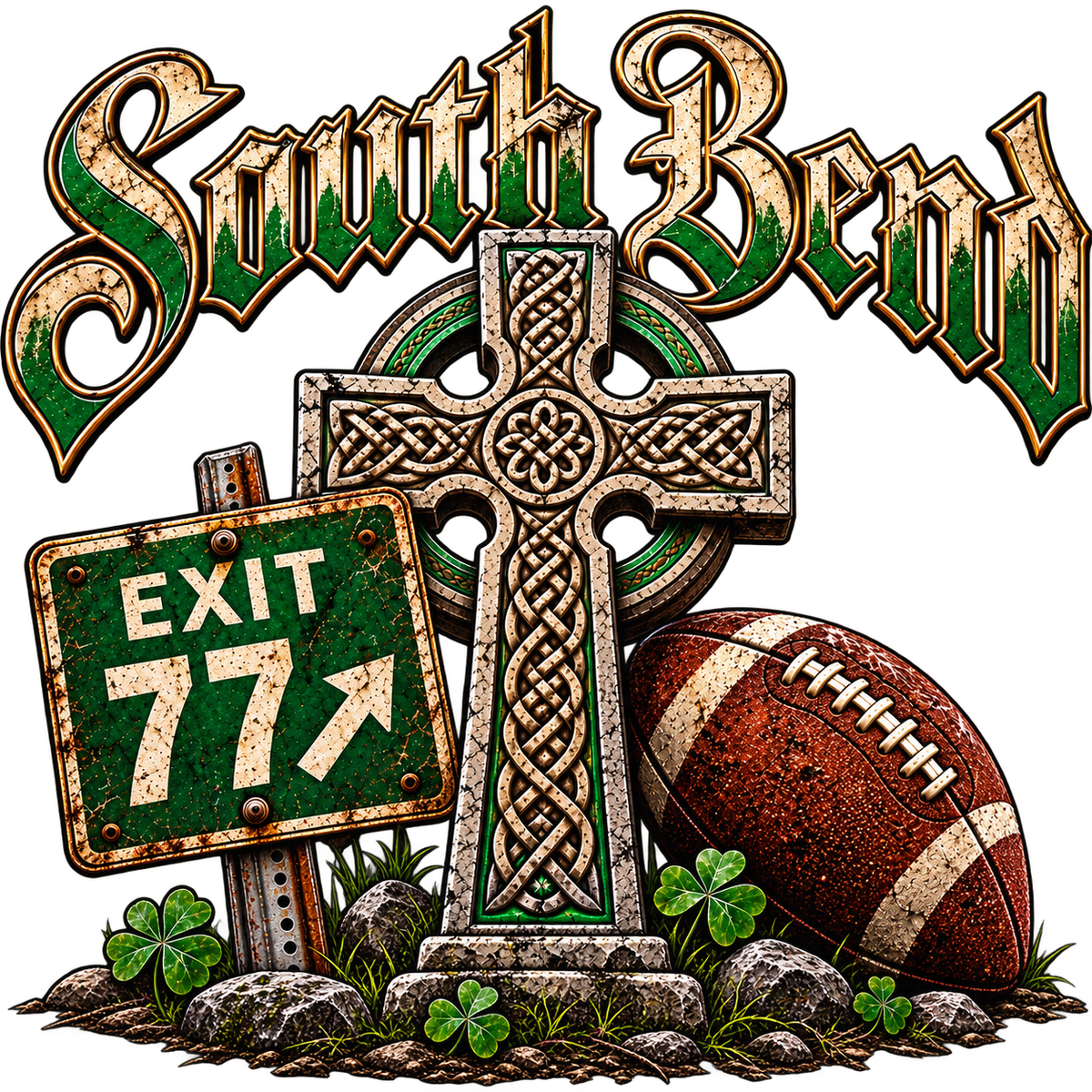 Exit 77 South Bend Indiana Tee Retro Highway Sign Shirt