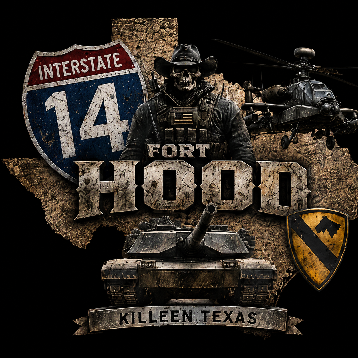 Fort Hood Interstate 14 Military Tribute Tee