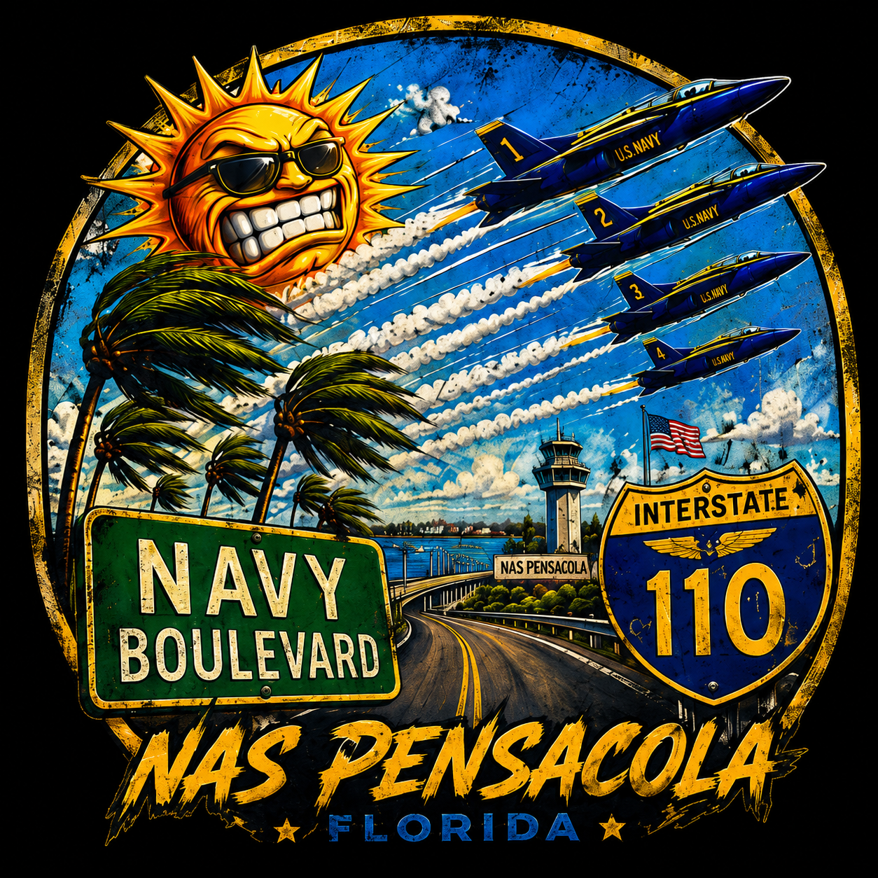 NAS Pensacola Navy Boulevard T‑Shirt Interstate 110